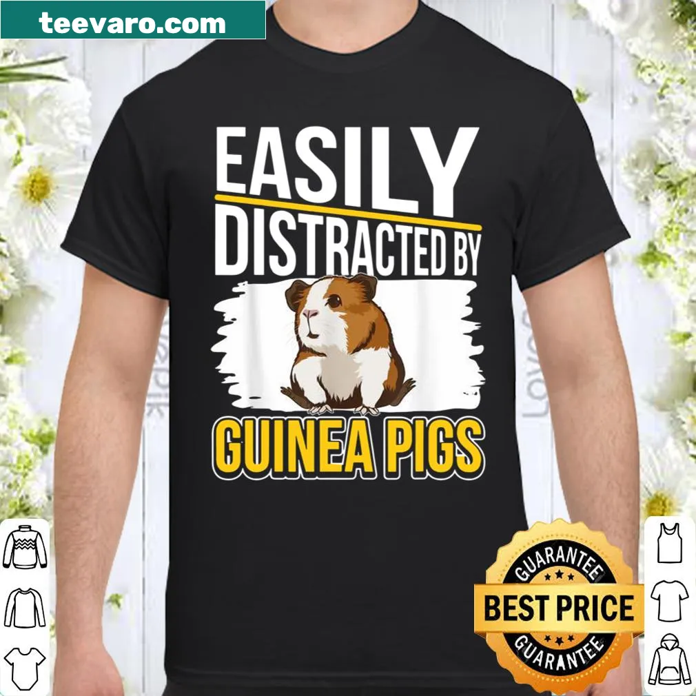 Illustration of a cavy distracted by guinea pigs on a fun shirt