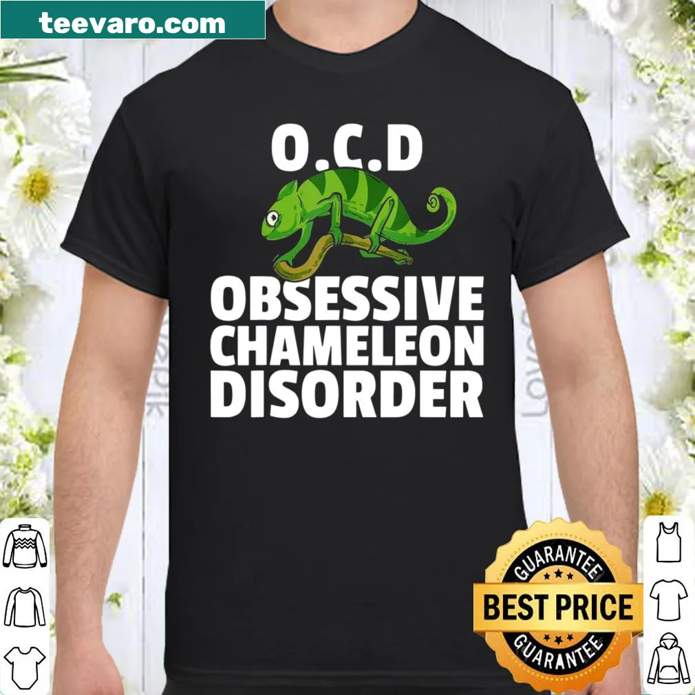 Illustrated chameleon design on a reptile-themed shirt