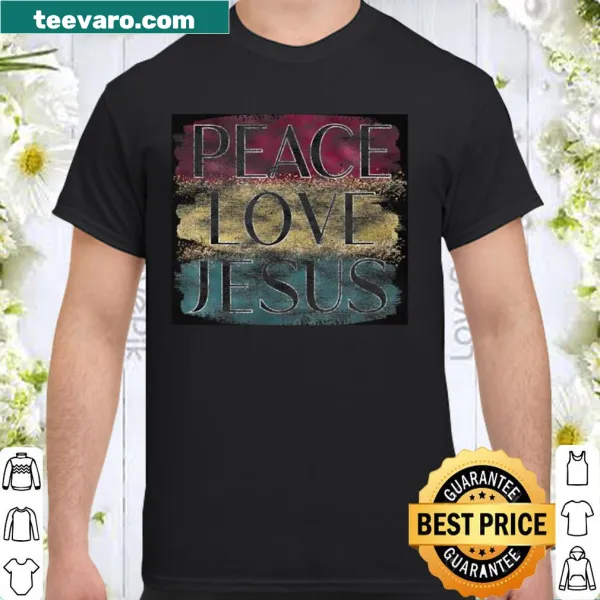 Inspirational shirt with Peace Love Jesus text and illustration