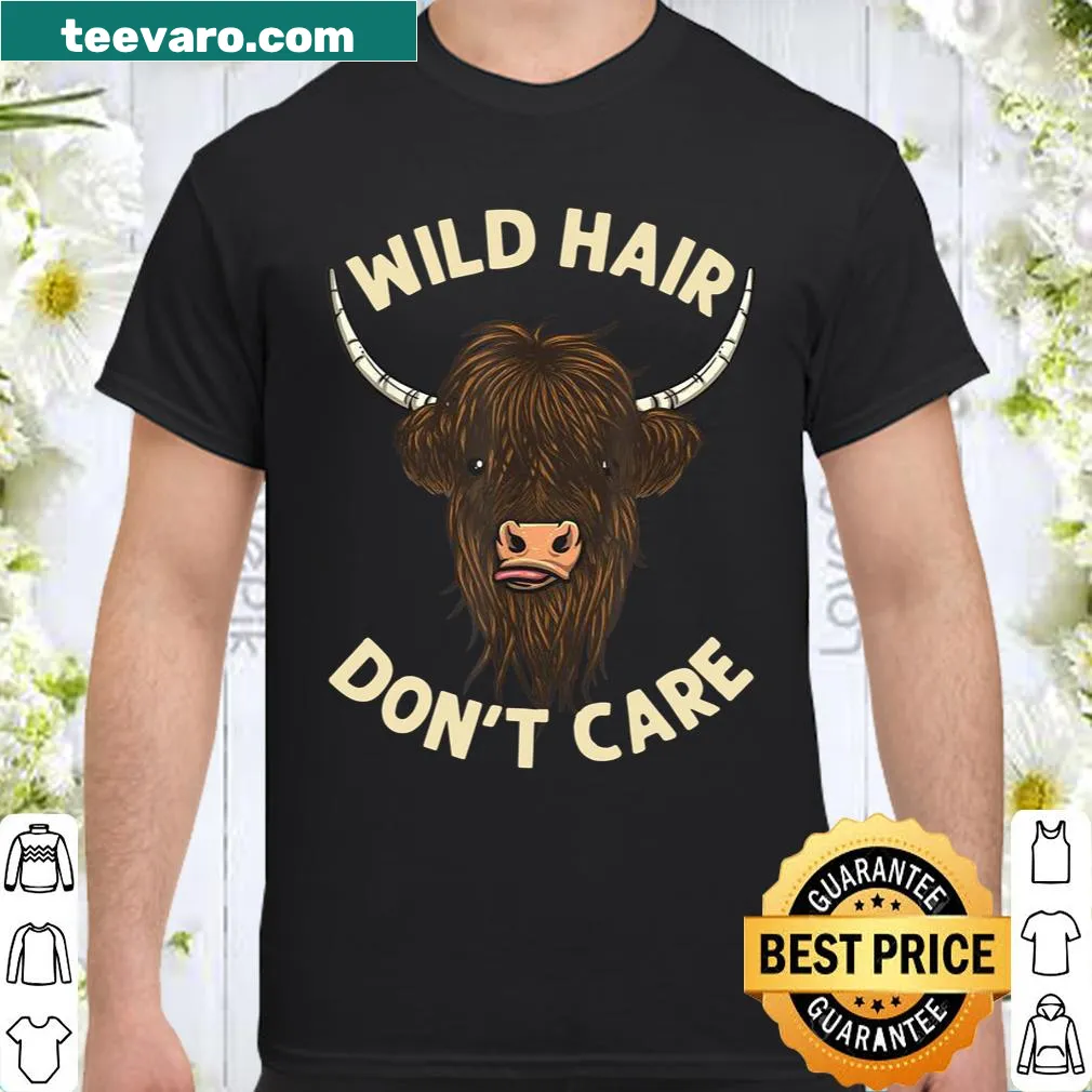 Whimsical illustration of a Highland cow with wild hair