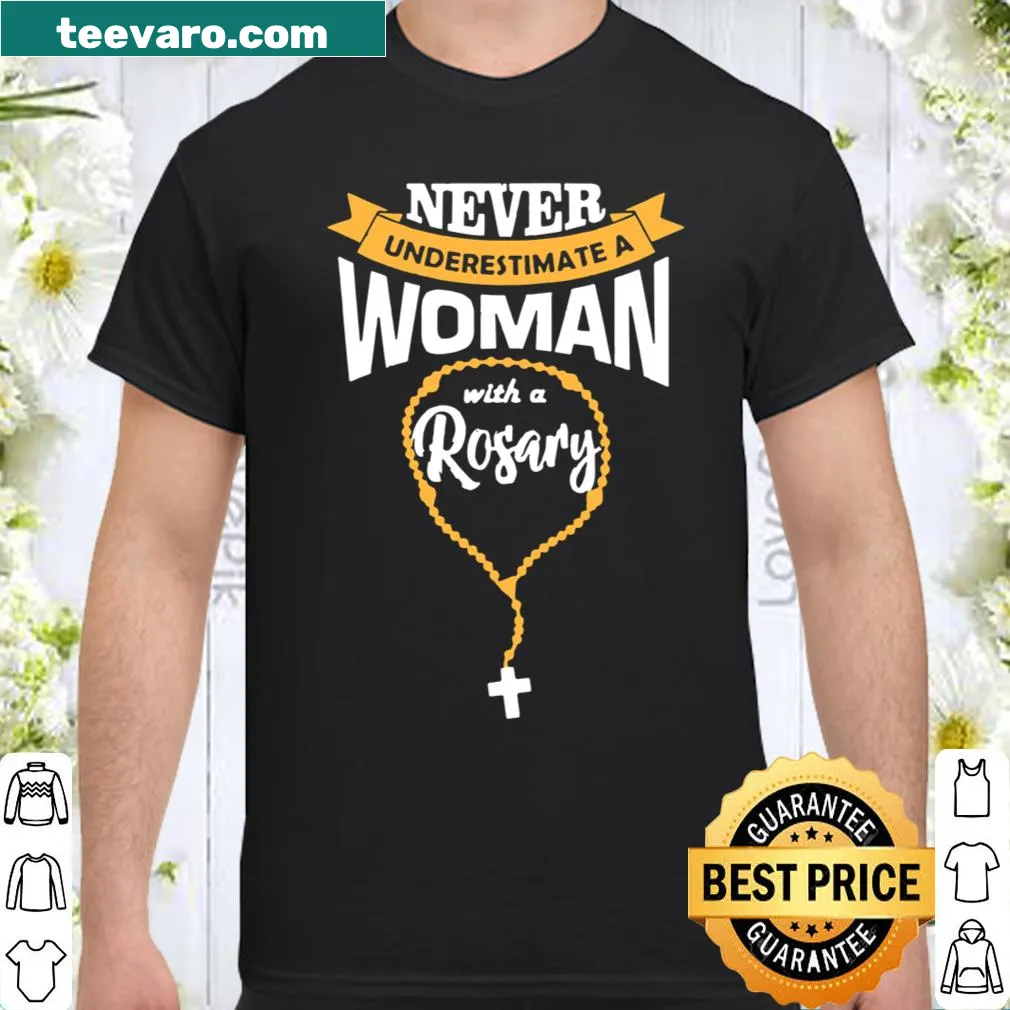 Inspirational shirt featuring a rosary and text about faith