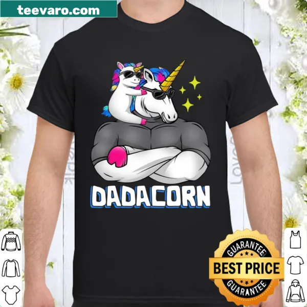 Cute dadacorn and baby papacorn illustration on a shirt
