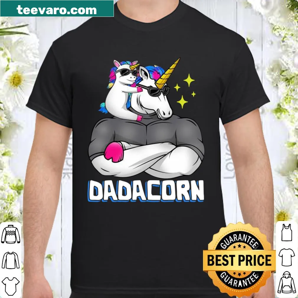 Cute dadacorn and baby papacorn illustration on a shirt