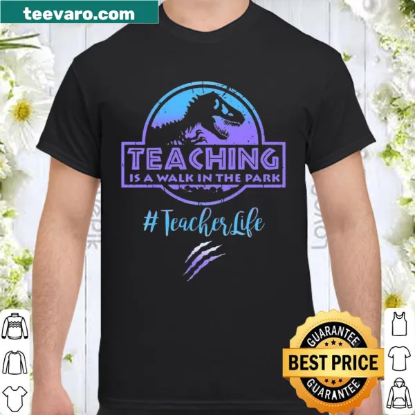 Funny teacher shirt with dinosaur graphic and playful text