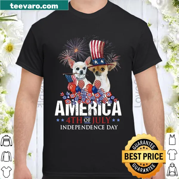 Shirt with 'Dog America' text for Fourth of July dog lovers.