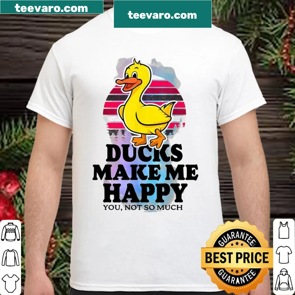 Graphic of a happy duck on a farmer-themed shirt