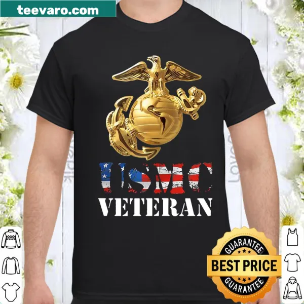 Veteran shirt featuring Eagle Globe and Anchor overlaid on American flag