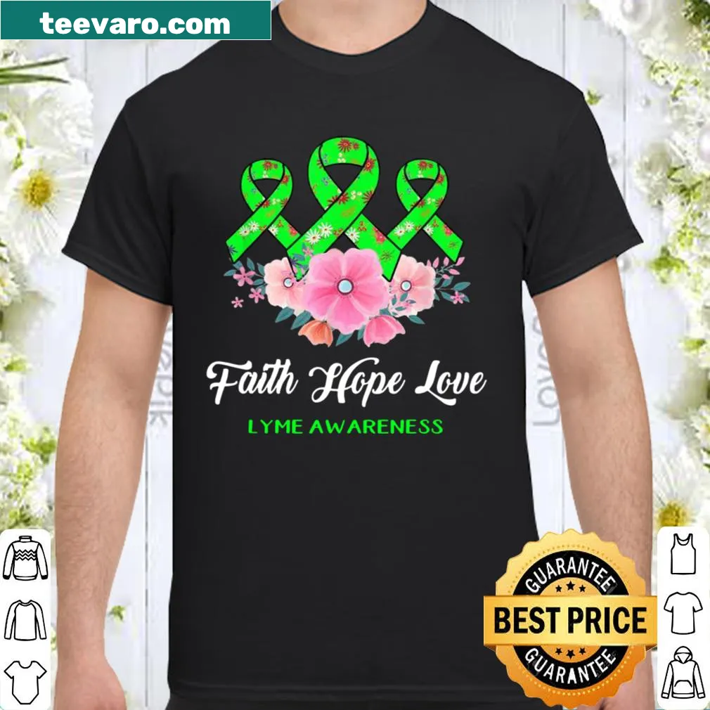 Inspirational typography design featuring faith, hope, and love for Lyme awareness