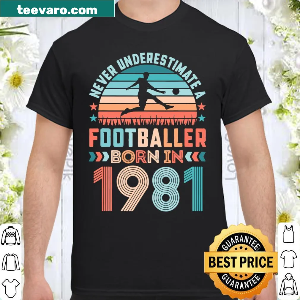 Retro typography shirt celebrating a footballer's 40th birthday in 2021