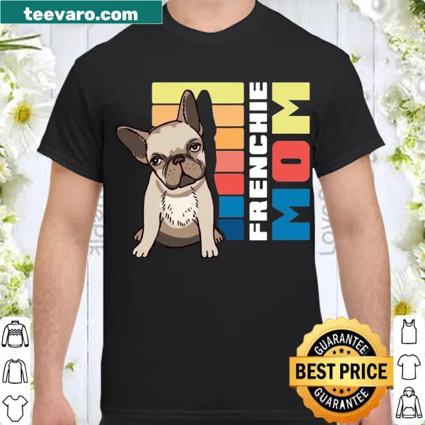 Cute French Bulldog illustration with 'Dog Mom' text on t-shirt
