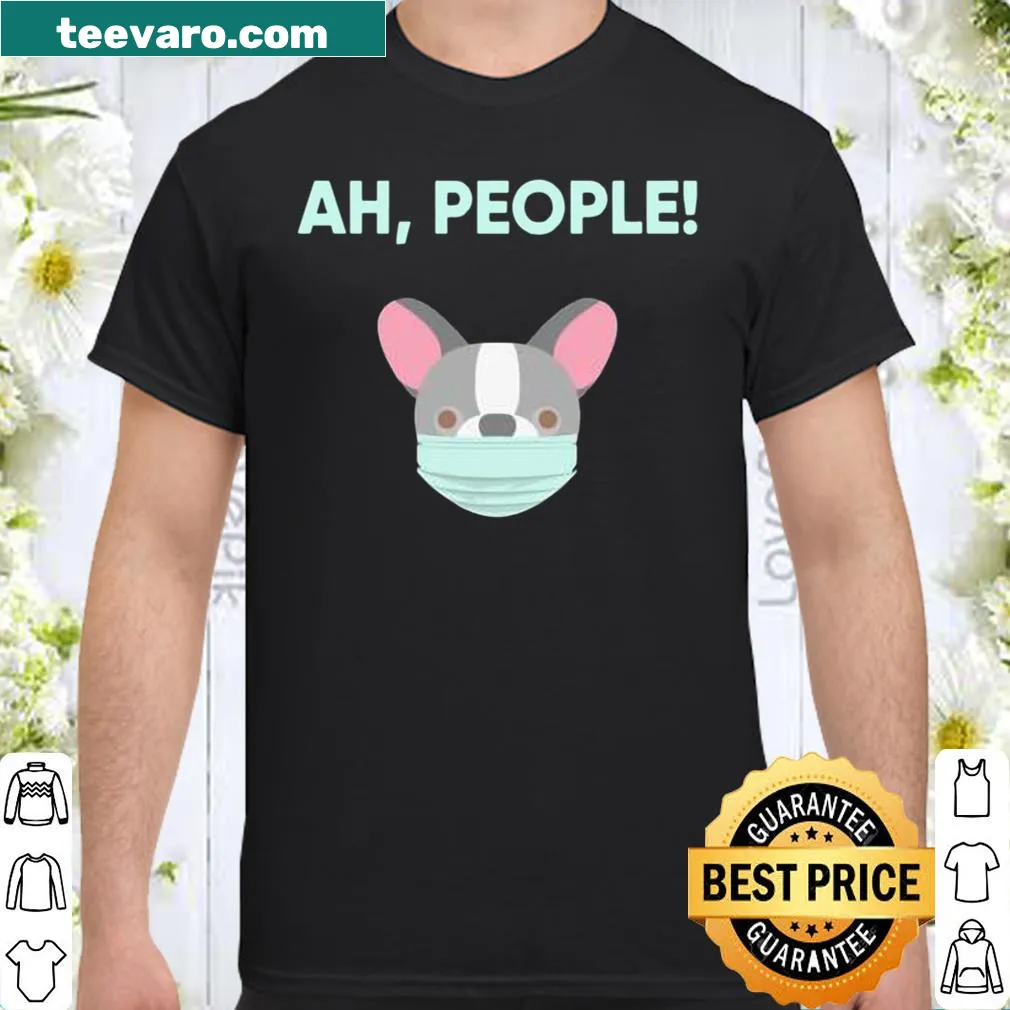 French Bulldog with a mask on a shirt