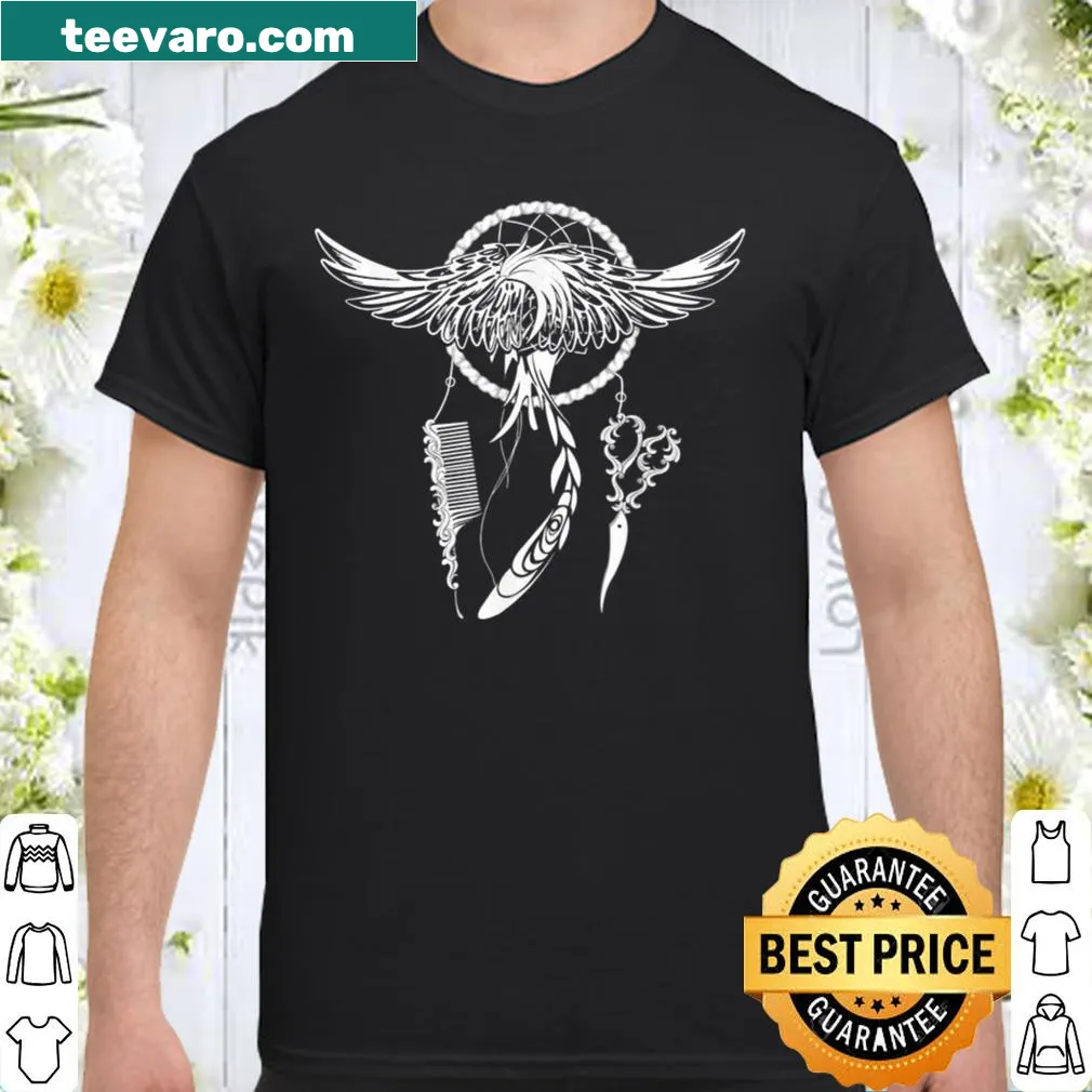 Hairstylist-themed shirt with scissors and dreamcatchers