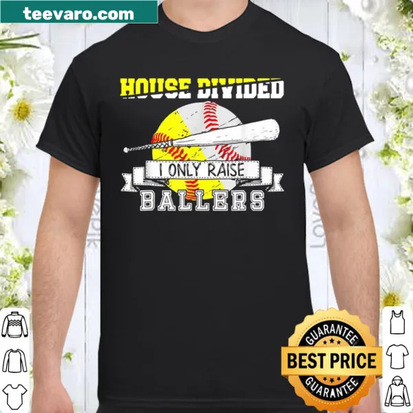 Funny shirt design for baseball and softball moms showcasing divided house theme
