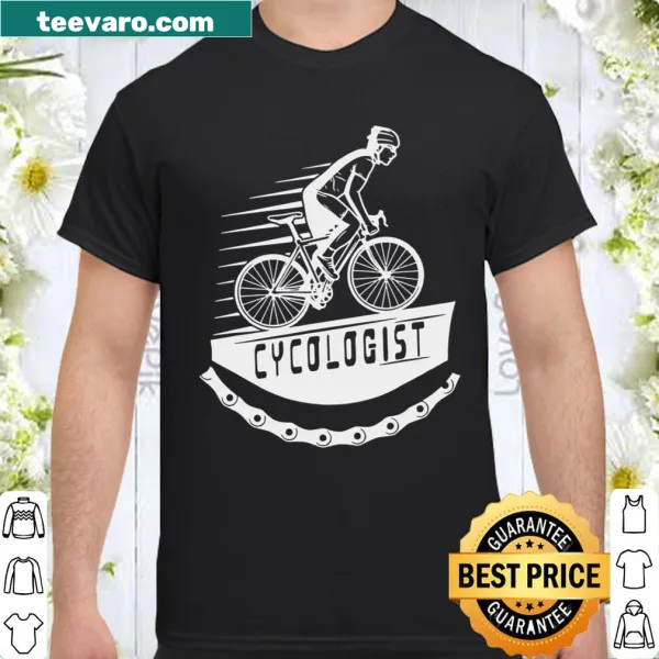 Text graphic shirt that humorously reads 'Cycologist' for cycling fans