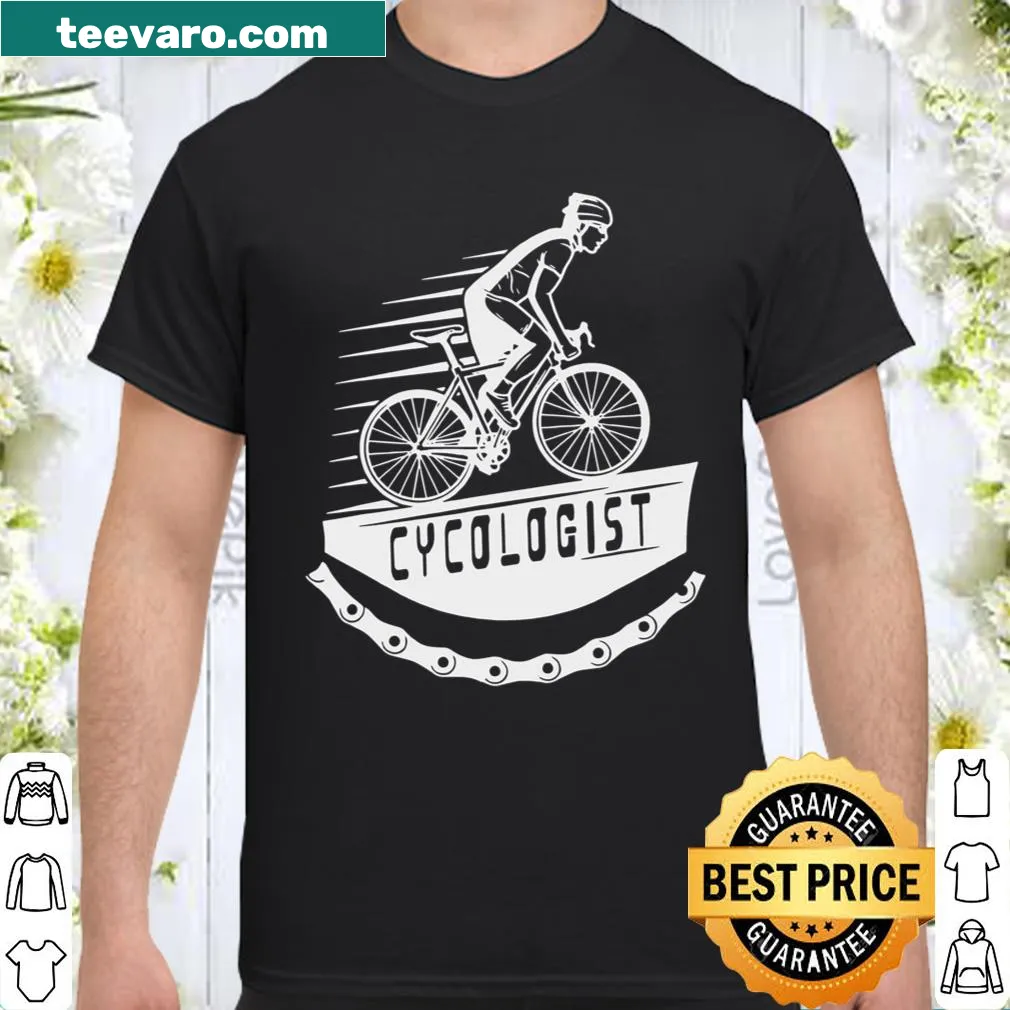 Text graphic shirt that humorously reads 'Cycologist' for cycling fans