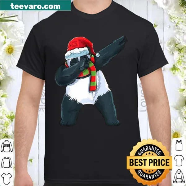 Cartoon panda Santa dancing and dabbing for Christmas