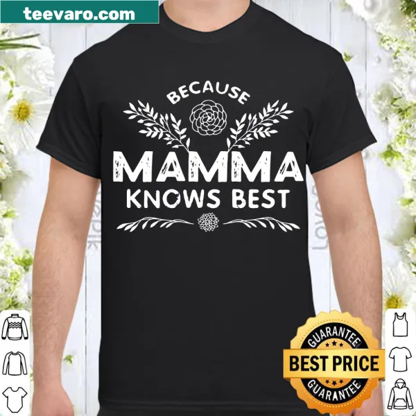 T-shirt featuring 'Mama Knows Best' text with playful design