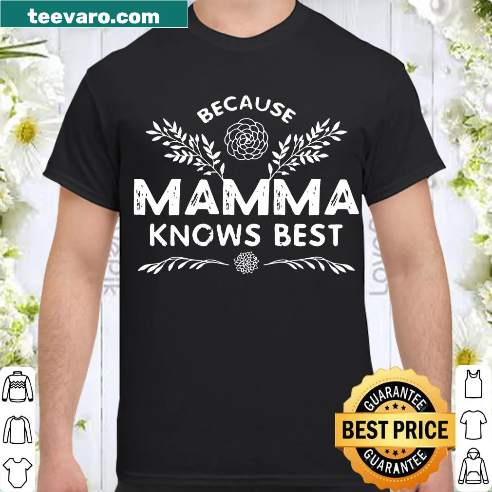T-shirt featuring 'Mama Knows Best' text with playful design