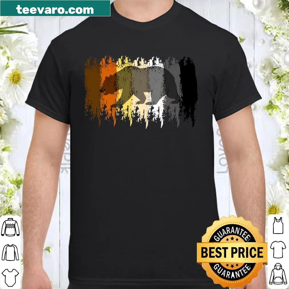 Pride-themed shirt featuring a bear and flag grunge design