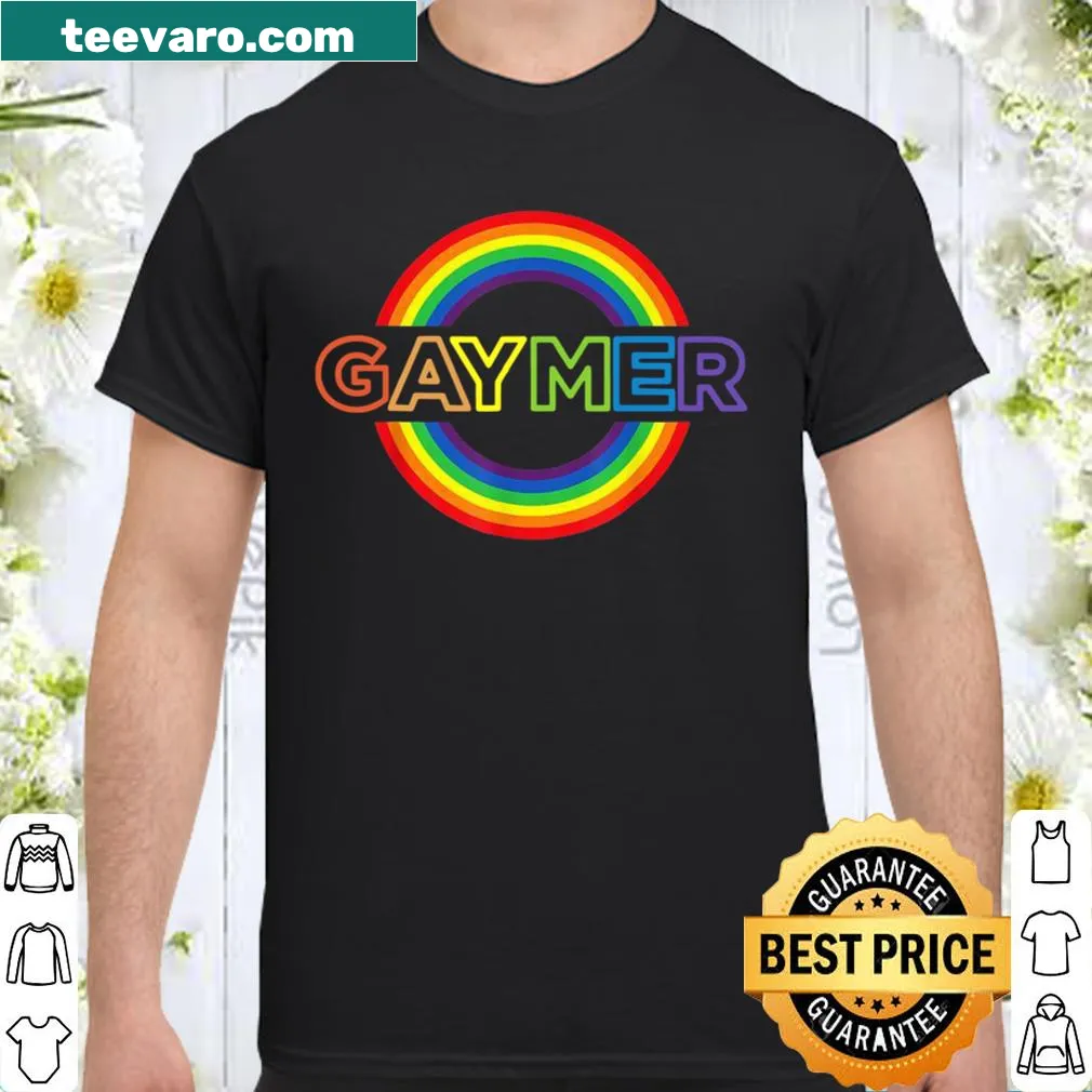 Colorful 'Gaymer' T-shirt featuring a rainbow flag design