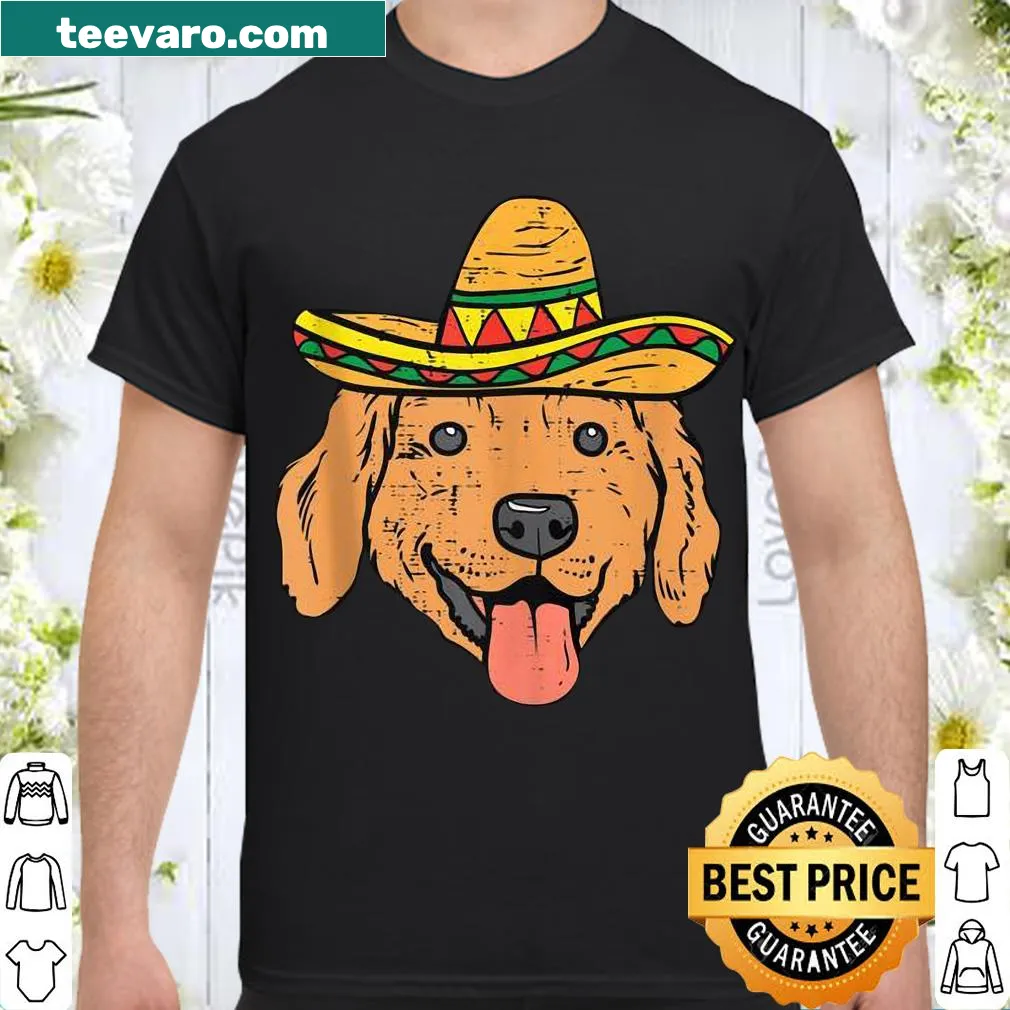 Cute golden retriever wearing a sombrero for Cinco De Mayo