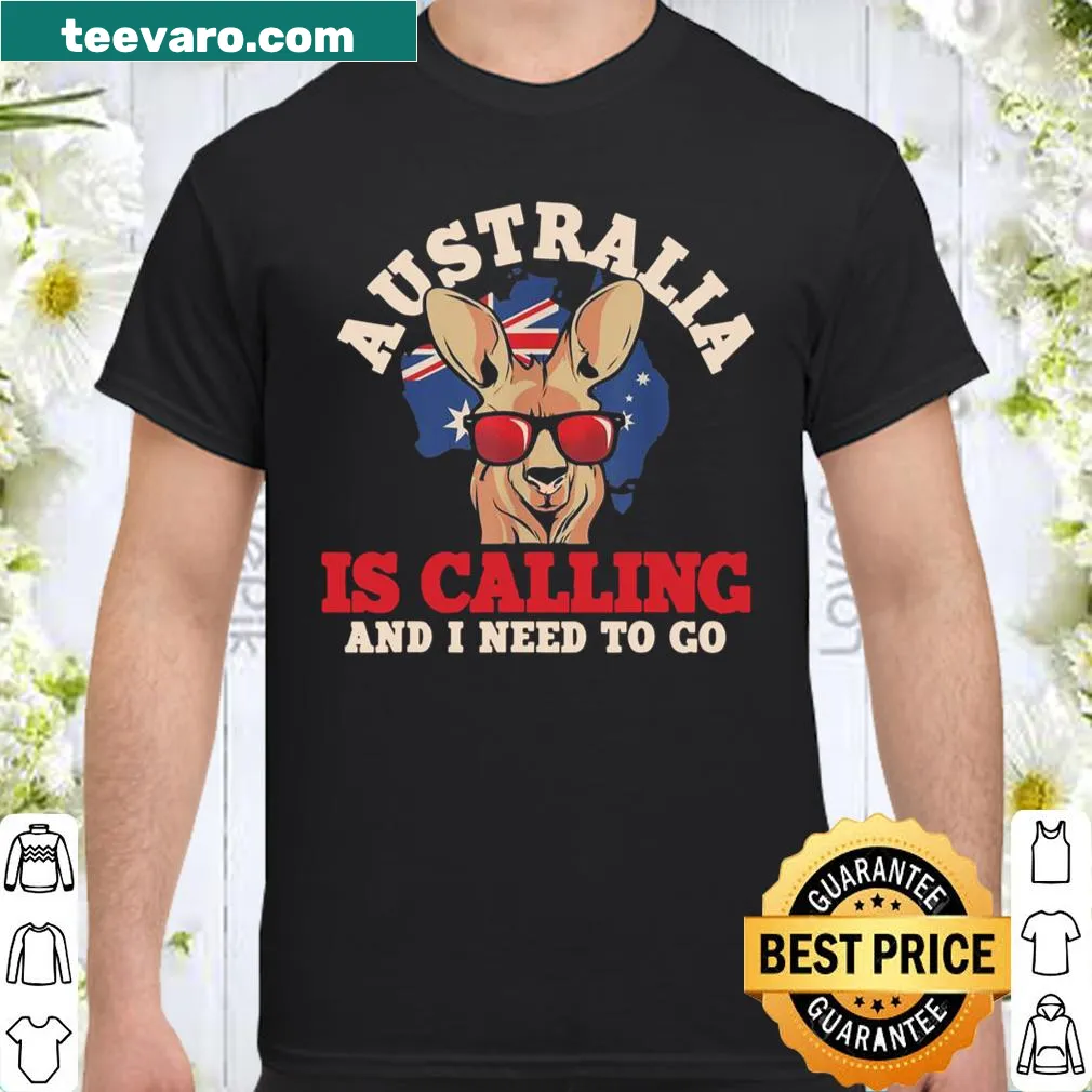 Silhouette of a kangaroo with 'Great Australia Is Calling' text on a shirt.