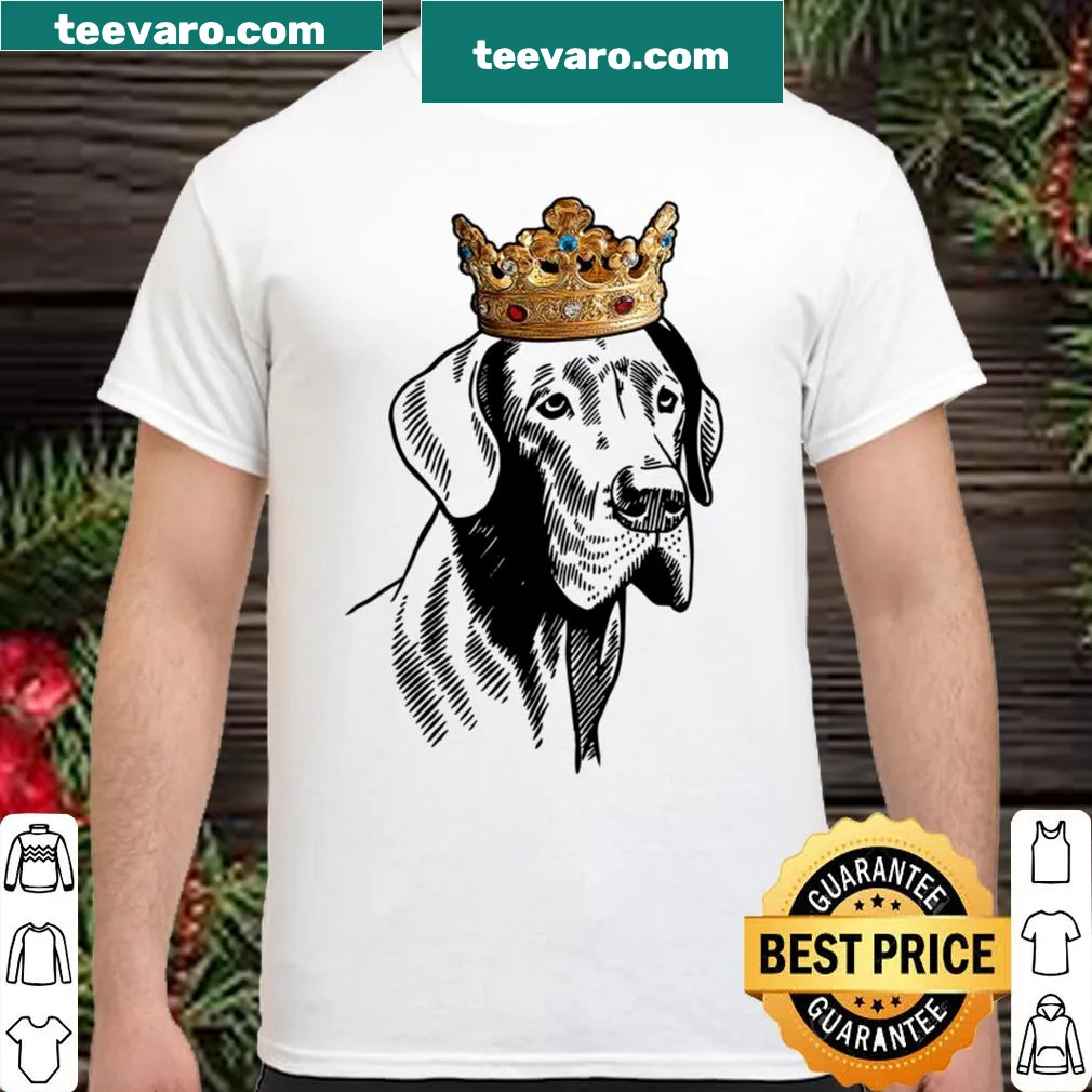 Cartoon Great Dane wearing a crown on a playful t-shirt