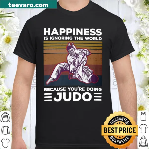 Funny typography about happiness in judo practice