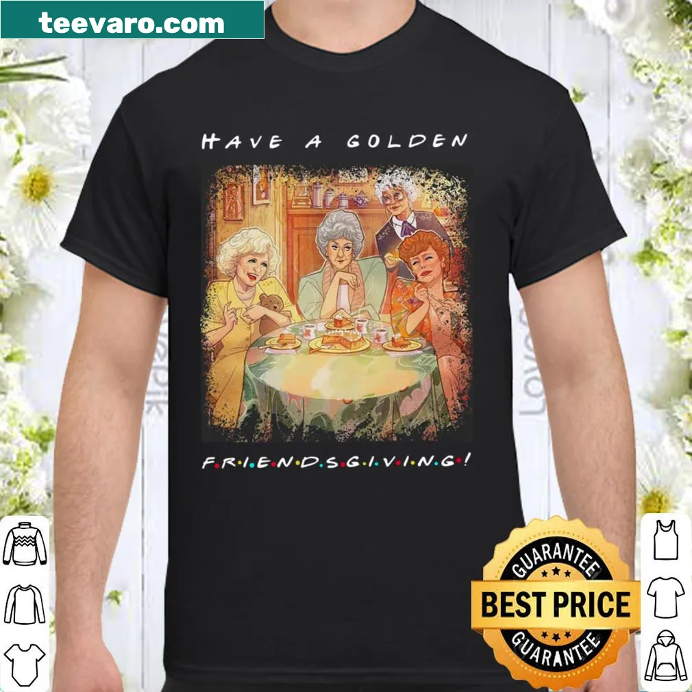 Warm Friendsgiving shirt with golden text and festive theme