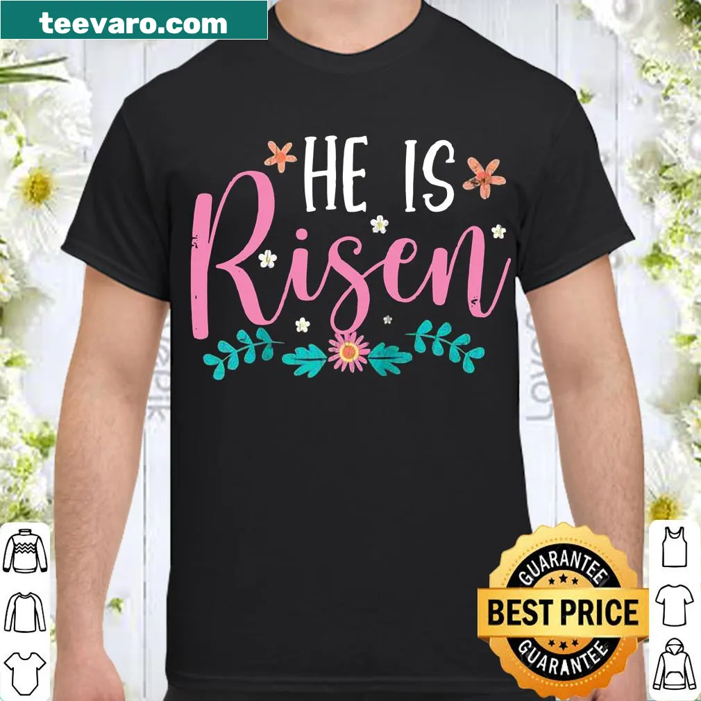 Easter-themed graphic featuring the phrase 'He Is Risen'