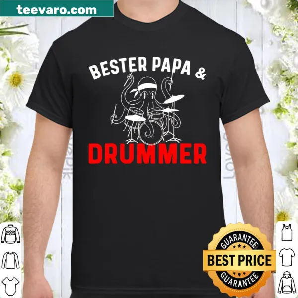 Dad shirt featuring drums and text 'Bester Papa & Drummer'