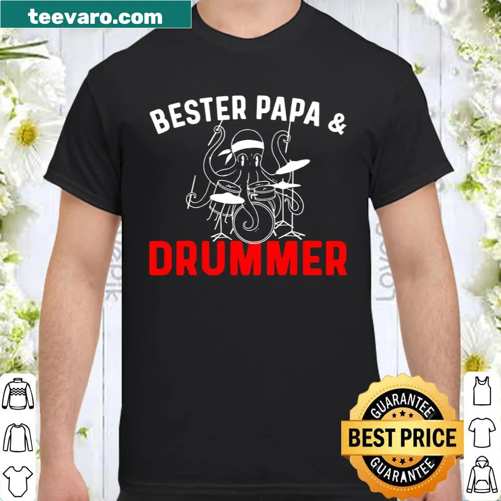 Dad shirt featuring drums and text 'Bester Papa & Drummer'