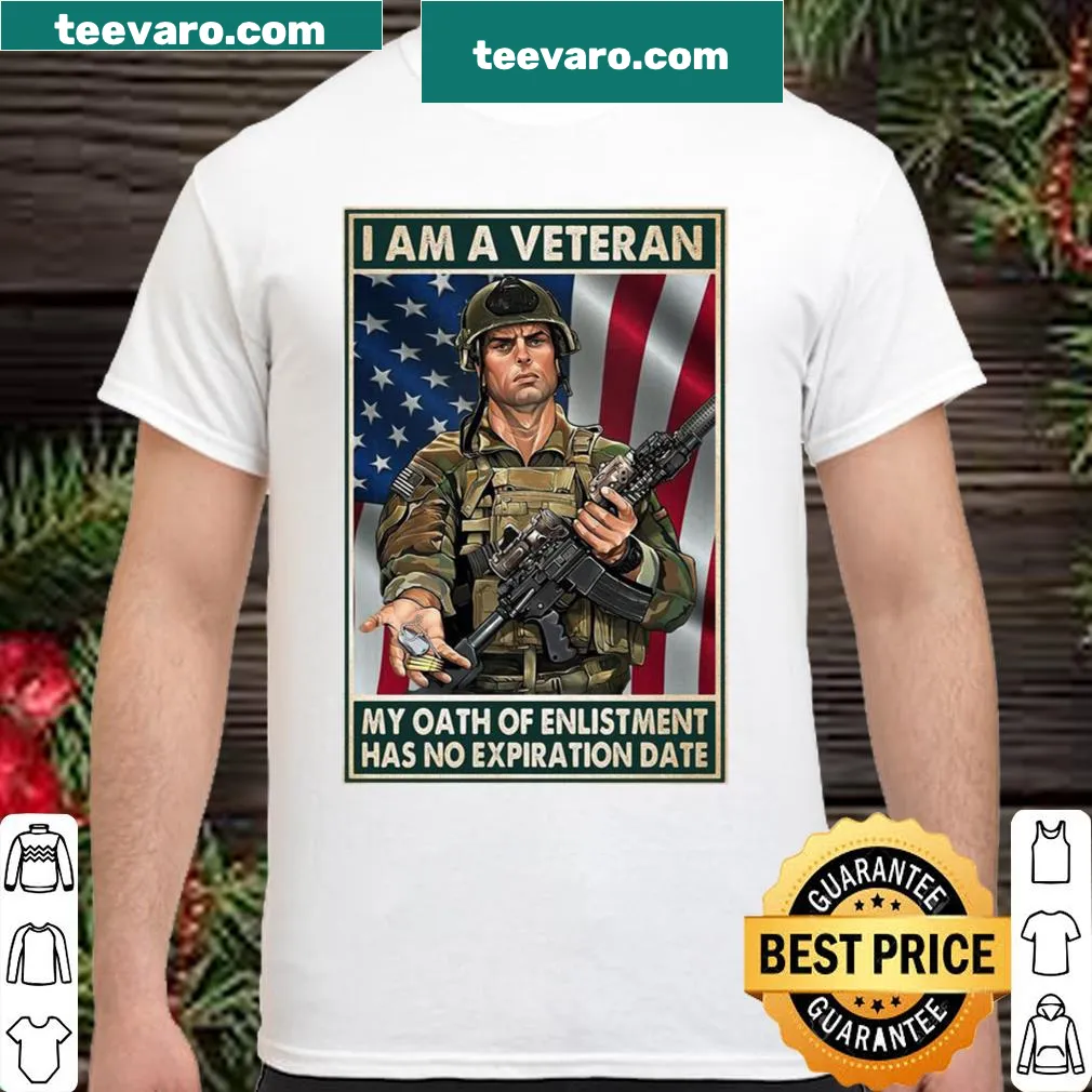 Veteran t-shirt with American flag and text, proud display of service