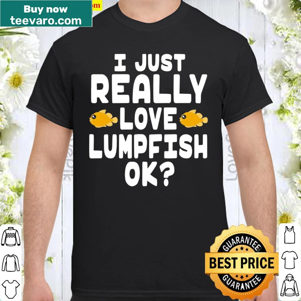 Cute cartoon graphic of a lumpfish with playful text