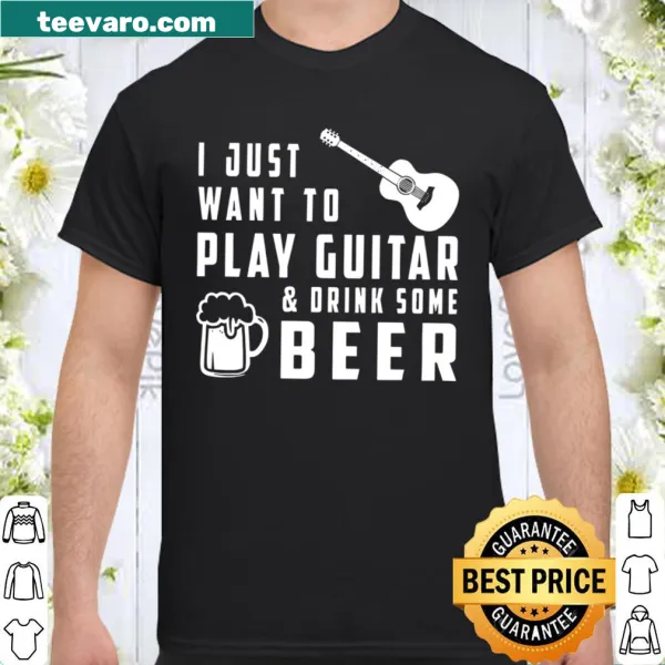 Playful typography shirt for guitar players and beer enthusiasts
