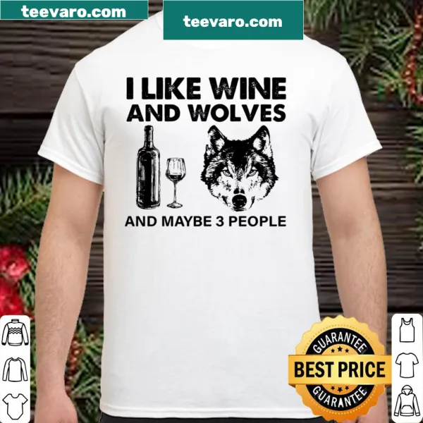 Playful shirt featuring wine, wolves, and humor