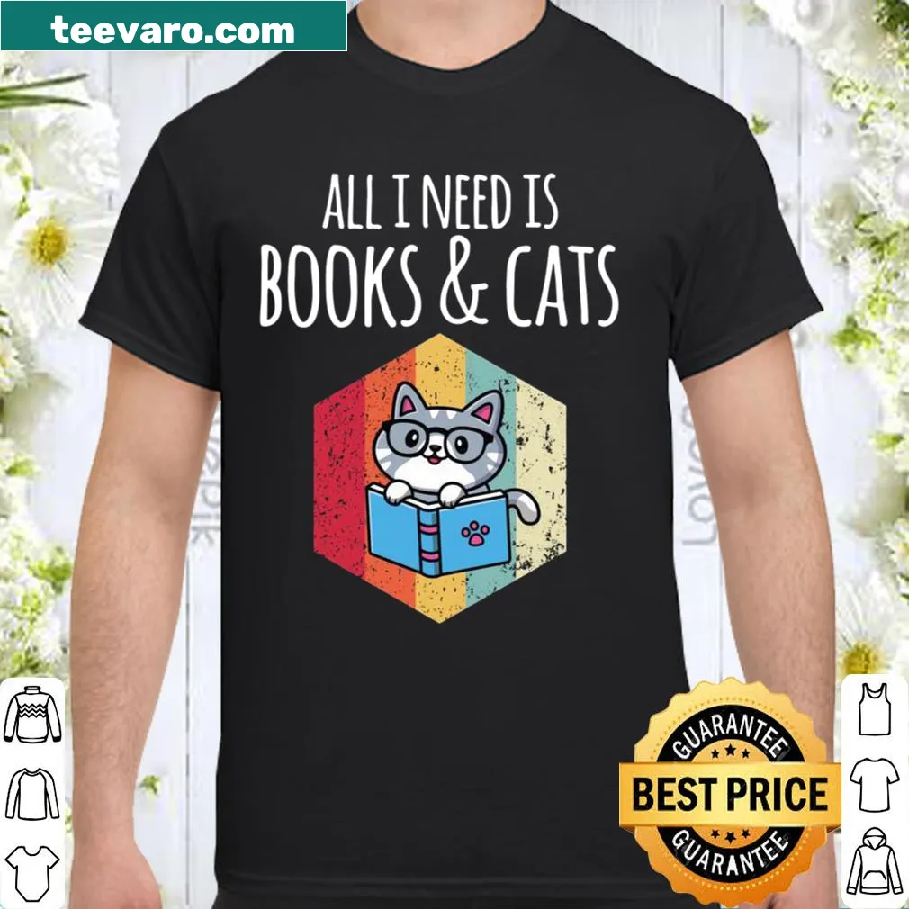 Illustration combining books and cats on a shirt