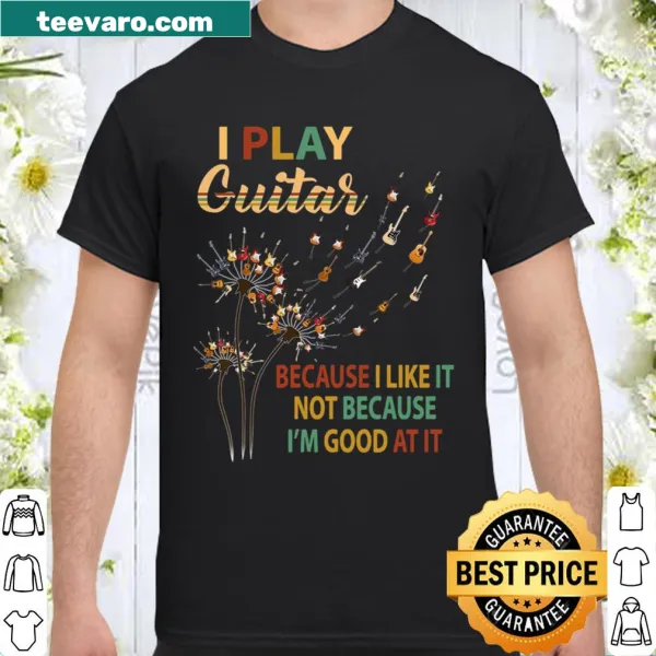 Funny guitar-themed shirt with playful text about being 'goot' at playing guitar