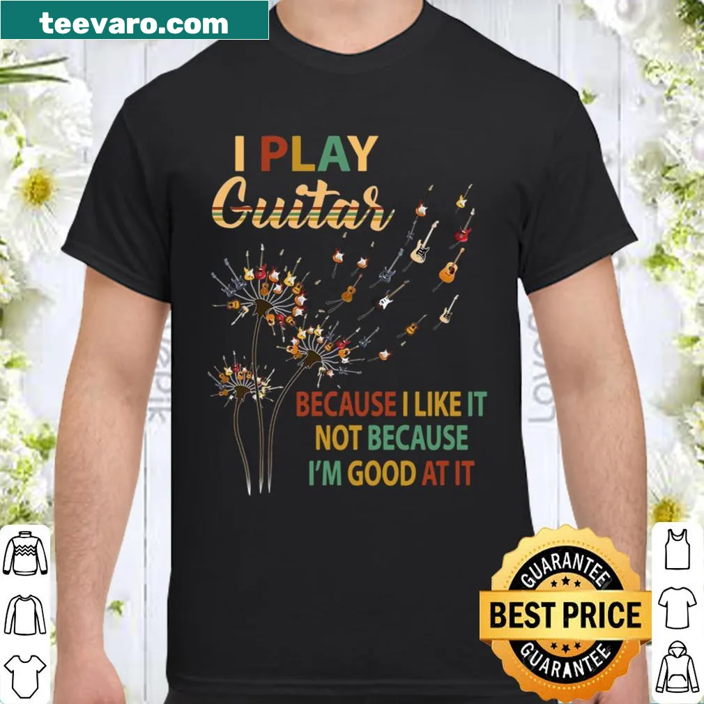 Funny guitar-themed shirt with playful text about being 'goot' at playing guitar