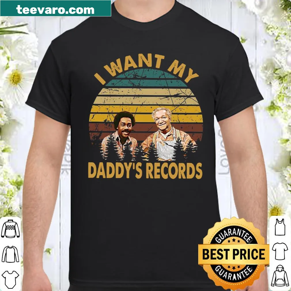 T-shirt featuring nostalgic text about wanting Daddy's records