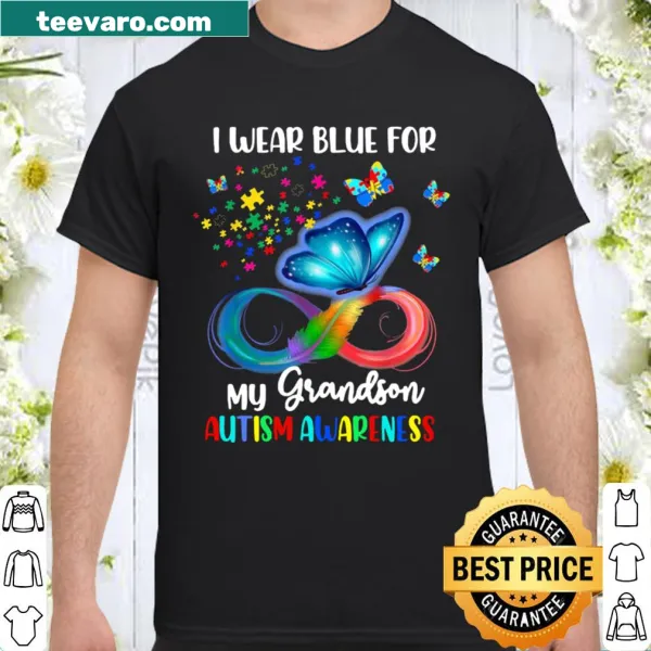 Blue autism awareness shirt for grandson support