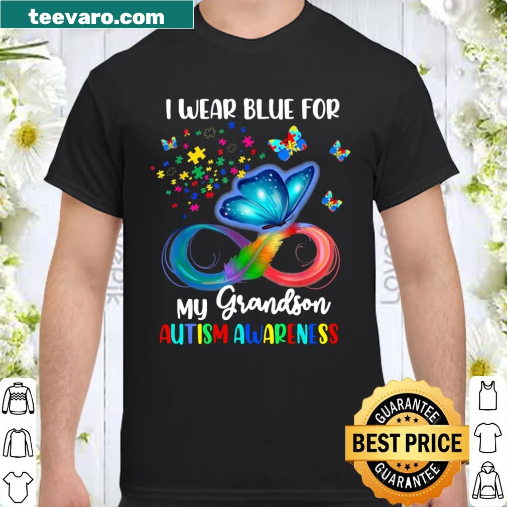 Blue autism awareness shirt for grandson support