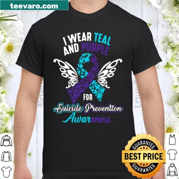 Suicide prevention awareness shirt in teal and purple colors