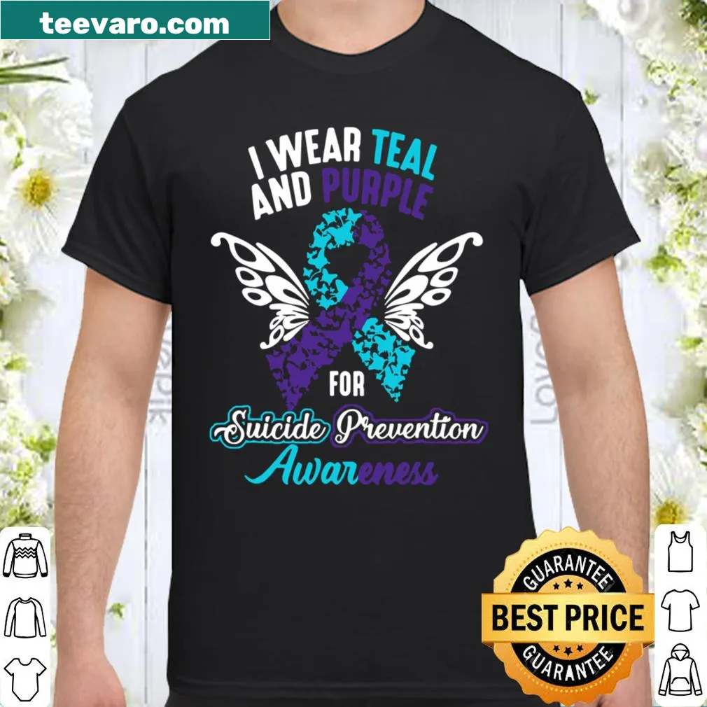 Suicide prevention awareness shirt in teal and purple colors