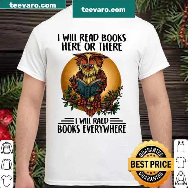 Whimsical reading-themed shirt with a playful quote