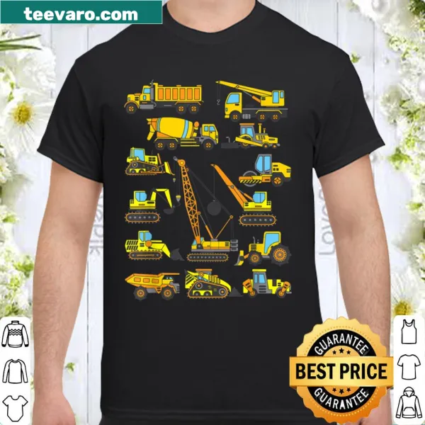 Funny construction-themed shirt with truck design and tools phrase.