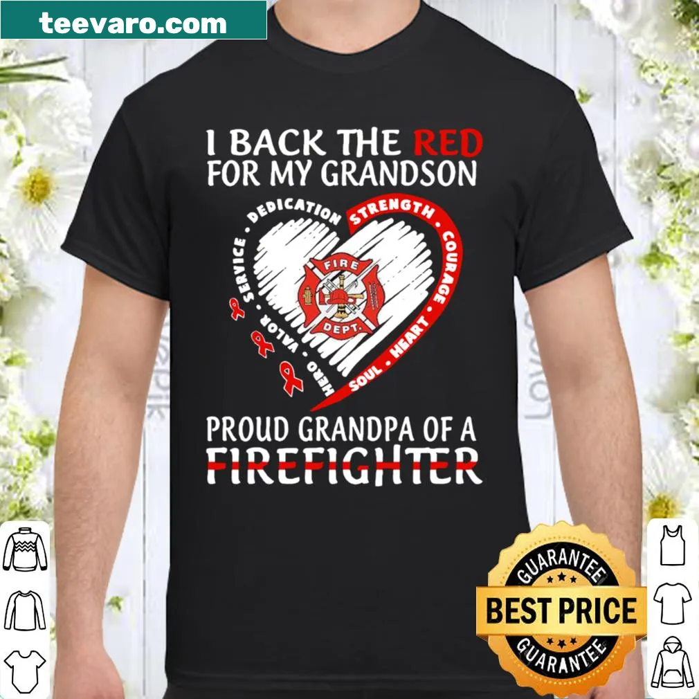 Vintage proud grandpa of a firefighter shirt with text