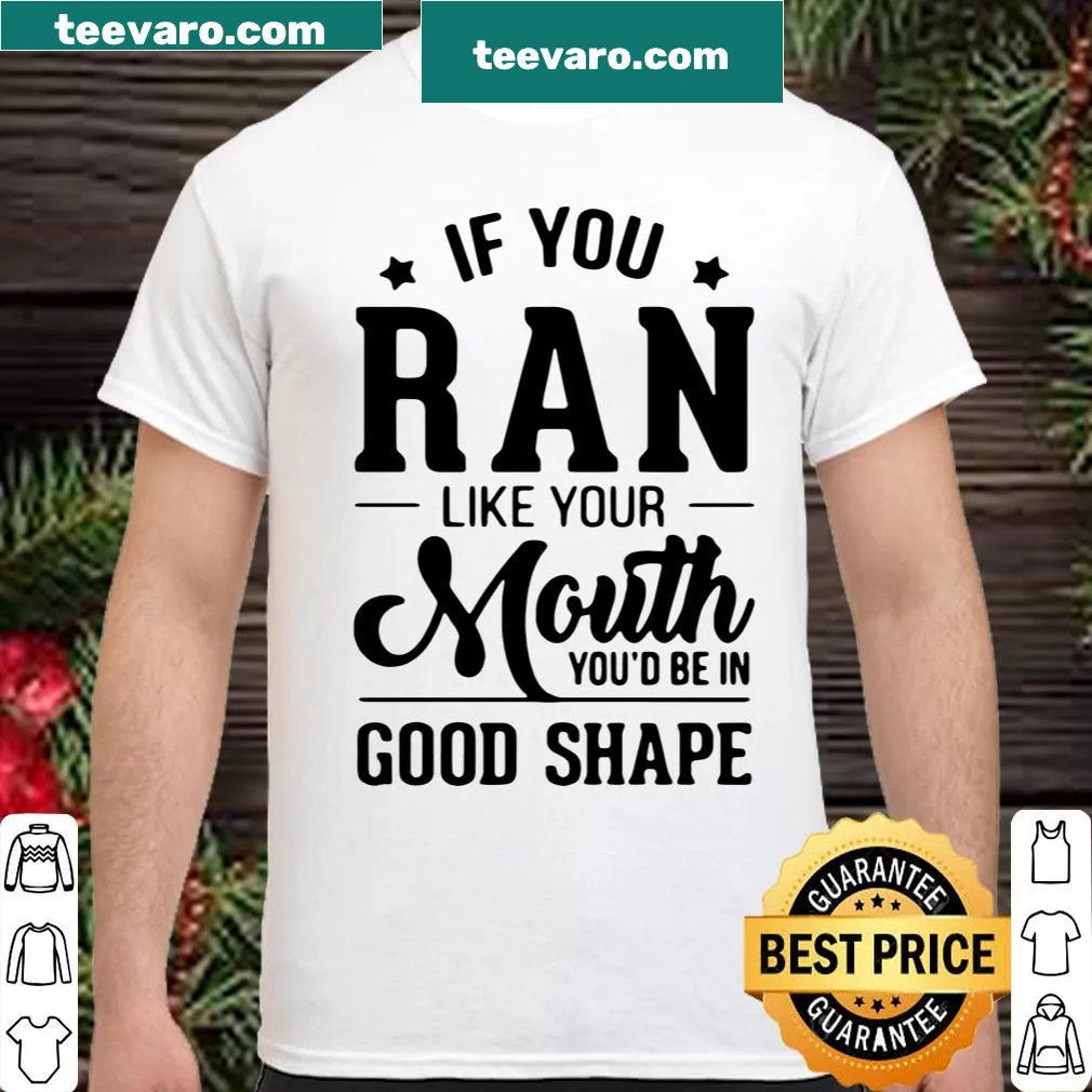 Funny fitness-themed T-shirt with text about running and talking