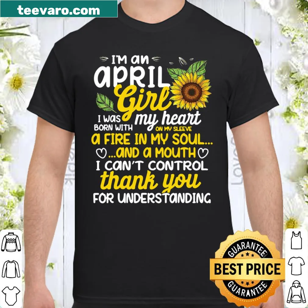 Celebratory shirt for April birthday girls featuring sunflowers