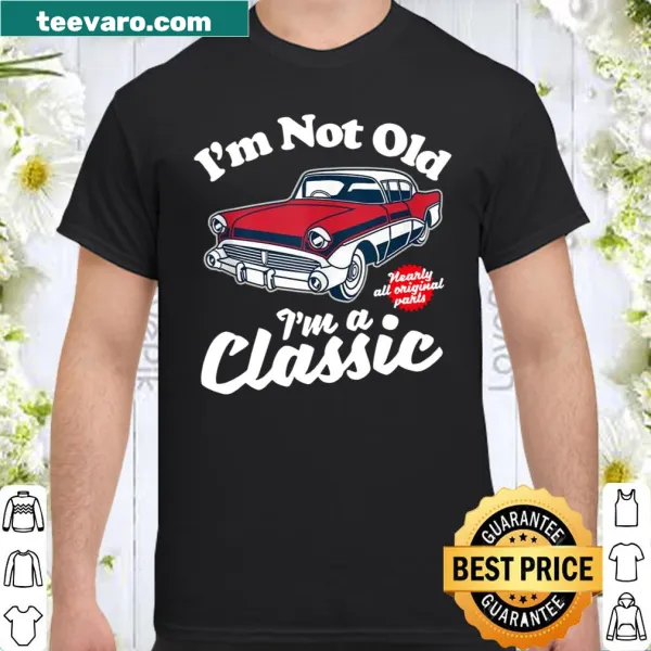 Nostalgic vintage car birthday shirt with playful typography.
